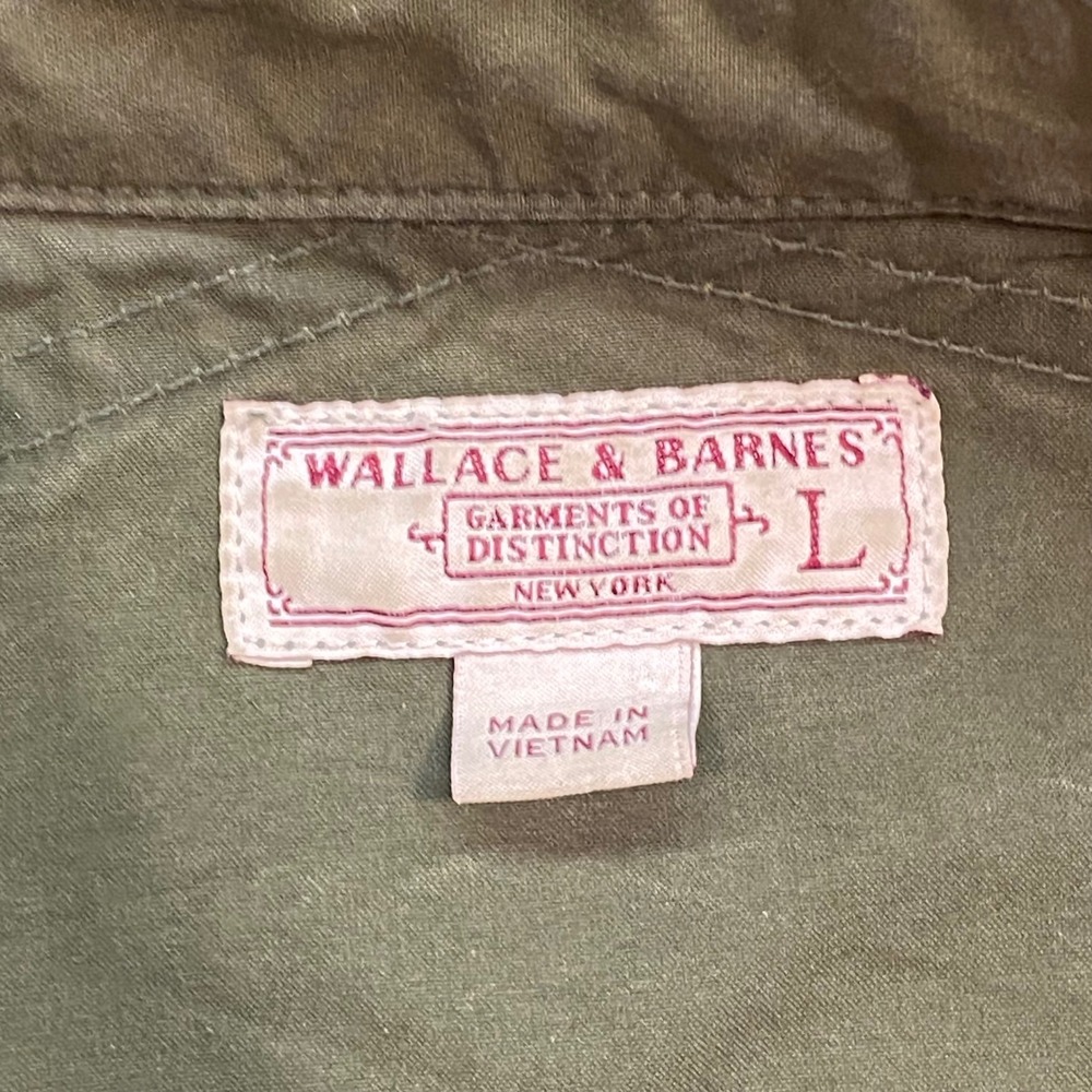 Wallace Barnes Utility Shirt Sz L Mens Green Military Workwear Chore Overshirt - Picture 6 of 9